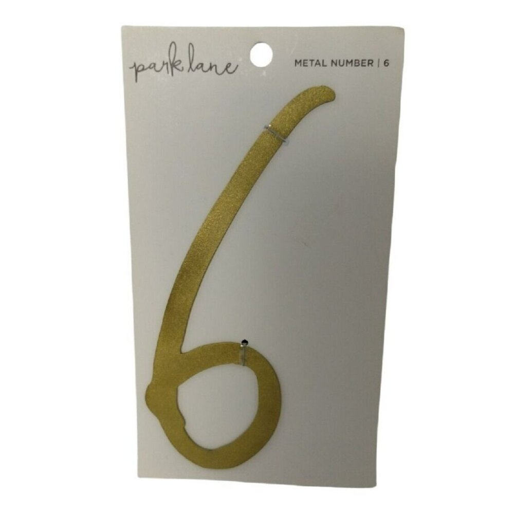 Park Lane Goldtone Metal Number 6 Address Doorplate 2 x 7 in Crafty Initial New